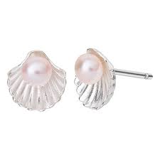 Disney S The Little Mermaid Cultured Freshwater Pearl Shell Stud Earrings