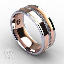 Unique Mens Wedding Bands Designed By Esperanza Merida Using White Yellow Rose An Mens Diamond Wedding Bands Diamond Wedding Bands Mens Rings Wedding Diamond