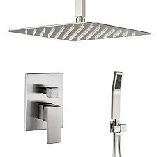 2.5gpm included concealed control valve 100% pressure system. Shower System Brushed Nickel 12 Inch Luxury Rain Mixer Shower Set Ceiling Mounted Shower Head System Shower Faucet Rough Buy Online In Bahamas At Bahamas Desertcart Com Productid 74988363
