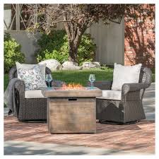 Explore patio fire pit table features and functions before choosing. Avondale 3pc All Weather Wicker Patio Chair Set W Fire Pit Dark Brown Christopher Knight Home Target