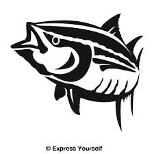 Black And White Saltwater Fish Clipart Yellowfin Tuna Decal Fish Silhouette Fish Art Fishing Decals