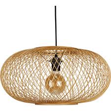 Rouvia Suspension En Bambou D48xh25cm Suspension Luminaire Cuisine Plafond En Bambou Luminaire