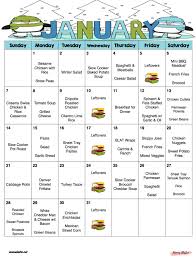 January 2018 Free Monthly Meal Plan Quick And Easy Kid Friendly Recipes With Printable G Monthly Meal Planning Kid Friendly Meals Easy Weekly Grocery Lists