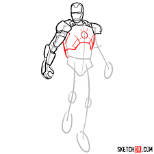 Complete the costume design and outline the art drawing. How To Draw Iron Man In Full Growth Sketchok Easy Drawing Guides