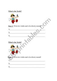Found worksheet you are looking for? Two Truths And A Lie Worksheet Esl Worksheet By Meghanmacdonald
