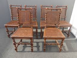 Set Of Six Vintage Spanish Style Carved Barley Twist Cane Dining Room 6 Chairs Vintage Dining Chairs Antique Chairs For Sale Antique Chairs