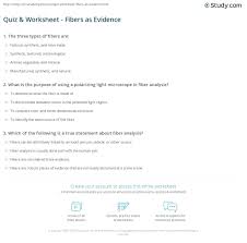 Quiz Worksheet Fibers As Evidence Study Com