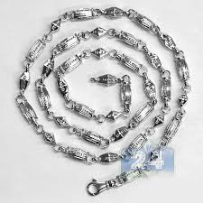 Mens 6 85 Carat Diamond Custom Made Fancy Bar Link Chain Necklace 14k White Gold Gold Chains For Men Mens Sterling Silver Necklace Mens Silver Necklace