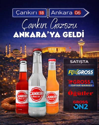 Çankırı Gazozu | Ankara'ya geldik. 📍 Çankırı Gazozu artık Ankara'da satışta. Yakında tüm zincir marketlerde.. #Ankara #Gazoz #ÇankırıGazozu | Instagram