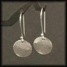 Hammered Silver Earrings Small Sterling Silver Circle Dangle Earrings Disk Timeless Design Cute Simple Everyday Wear Silver Earrings Dangle Jewelry Silver