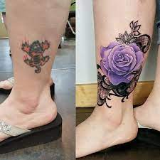 Rose Coverup Tattoo By Kelsey Rogers Ankle Tattoo Cover Up Lace Tattoo Foot Tattoos
