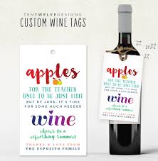 Teacher End Of Year Gift Wine Tag For Teacher Custom Wine Tags Wine Tags Teacher Wine Bottle