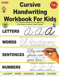 Help your children develop great handwriting skills in both cursive and print. Cursive Handwriting Workbook For Kids 5 In 1 Writing Practice Book For Kids To Master Letters Words Numbers Sentences Bonus Coloring Book For Control To Trace Tracing For Preschoolers Warden Michael