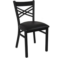 Advantage Black Metal Restaurant Chair Cross Back Style Black Padded These Quality Constructed Restaurant Chairs Metal Restaurant Restaurant Chairs Design