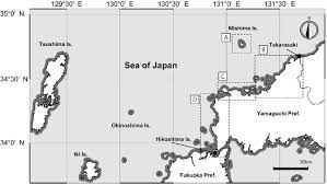 Map showing geographical location of yamaguchi. Map Of The Sea Of Japan Off Yamaguchi Prefecture A Mishima Island B Download Scientific Diagram
