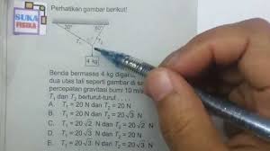 Hitunglah nilai tegangan tali t1 dan t2! Keseimbangan Benda Tegar Hukum Newton Tegangan Tali Youtube