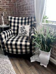 Black And White Checkered Arm Chair Farmhouse Decor Living Room Living Room Makeover Checkered Armchair