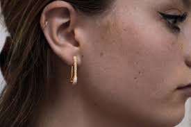 Safety Pin Earrings Stud Gold Over Silver Cz Studded Girls Fashion Trend  NOW ON SALE Mothers Day