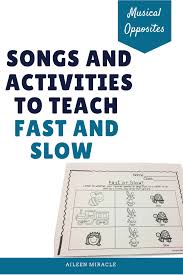 Songs And Activities To Teach Fast And Slow Visuals Songs Assessments And More For Kindergarten Musi Teaching Kindergarten Music Elementary Music Education