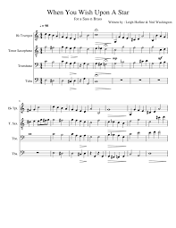 When you wish upon a star. When You Wish Upon A Star Sheet Music For Trumpet In B Flat Trombone Tuba Saxophone Tenor Mixed Quartet Musescore Com