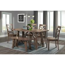 Charthouse rectangular dining table, 2 host chairs, 2 upholstered dining chairs and bench. 6pc Regan Dining Set Table 4 Side Chairs And Bench Walnut Brown Picket House Furnishings Target