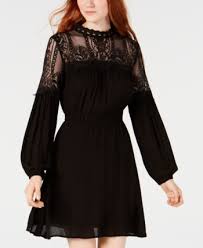 American Rag Juniors Illusion Lace Peasant Dress Created For Macy S Black Xxs Peasant Dress Dresses Junior Dresses