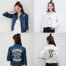 Riverdale New Denim Jacket South Side Serpents Streetwear Tops Spring Jeans Women Jacket Harajuku Fashio Riverdale Fashion Womens Fashion Jackets Denim Fashion