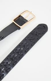Black Criss Cross Detail Pu Waist Belt Prettylittlething Ksa