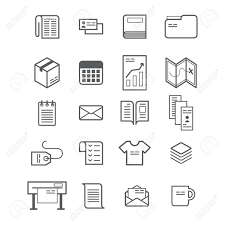That heading usually consists of a name and an address, and a logo or corporate design, and sometimes a background pattern. Polygraphy Production Icon Set Printing Products Print Icons Illustration Isolated On White Royalty Free Cliparts Vectors And Stock Illustration Image 55160787