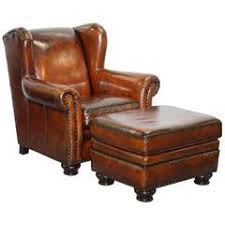 Ralph Lauren Writer S Aged Brown Leather Armchair And Footstool Ottoman Brown Leather Armchair Leather Armchair Vintage Leather Armchair