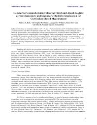 W create a visual product based on their reading w engage in understanding information from a passage w see relationships among words, facts, and ideas w gain a sense of purpose and control over their reading w learn to paraphrase what they read point out that there is often more than one way to group information from a passage. Pdf Comparing Comprehension Following Silent And Aloud Reading Across Elementary And Secondary Students Implication For Curriculum Based Measurement