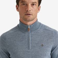 John Merino Half Zip Blue
