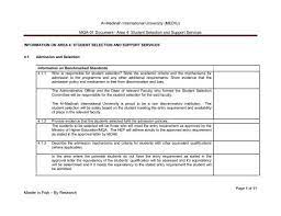 To introduce the participants to the purposes. Mqa 01 Documenta Area 4 Student Selection And Support