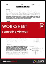 A 4 Page Worksheet That Provides A Basic Summary Of Common Separation Techniques For Separating Mixture Separating Mixtures Chemistry Worksheets Matter Science
