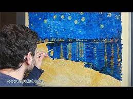 The starry night over the rhone. Art Reproduction Van Gogh Starry Night Over The Rhone Hand Painted Step By Step Youtube