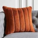 Channel Rust Orange Faux Fur Throw Pillow with Down-Alternative ...