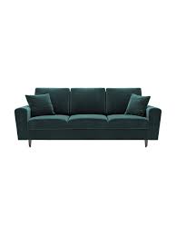 Il divano pronto letto parigi con penisola contenitore ha il telaio in legno massello e multistrato con imbottiture in waterfoam a quote differenziate. Divano Letto 3 Posti In Velluto Verde Con Contenitore Moghan Westwingnow