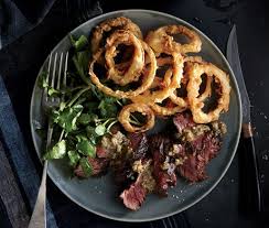 It has very low fat content which can make it quite tough, but cook it properly, . Bistro Steak With Buttermilk Onion Rings Recipe Epicurious Com Beef Recipes Recipes Food