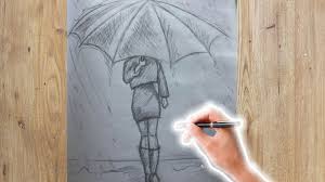 تعلم الرسم بالرصاص للمبتدئين جدا بالخطوات رسم بنت تحمل مظلة تحت المطر رسم سهل جدا artwork abstract artwork abstract