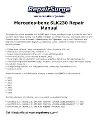 Free pdf download for thousands of cars and trucks. Mercedes Benz Slk230 Repair Manual 1998 2004