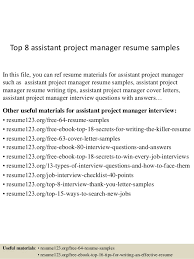 8 assistant project manager resume samples