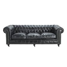 Gestepptes Sofa 4 Sitzer Aus Leder Schwarz Vintage Chesterfield Sofa Leder Sofa