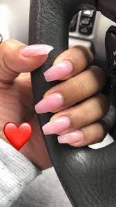 Coffin Shaped Natural Shimmery Pink Acrylic Nails Coffin Nails Designs Pink Acrylic Nails Rose Nails