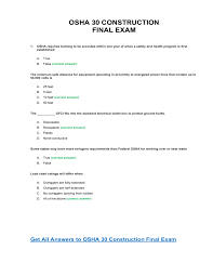 Maybe you would like to learn more about one of these? Osha 30 Construction Final Test Answer Key