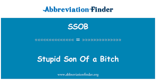 Ssob is listed in the world's largest and most authoritative dictionary database of abbreviations and acronyms. Ssob Definition Stupid Son Of A Bitch Abbreviation Finder