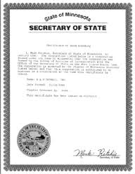 Minnesota Good Standing Certificate Mn Certificate Of Existence