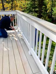 The bit of gray in this paint makes it a great choice for bedrooms, and shows contrast against bright white trim. How To Stain A Deck Diy Tutorial Jenna Kate At Home