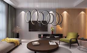 Modern Chandelier Circular Led Simple Pendant Ceiling Lighting For Dining Table Amazon Com