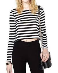 Black And White Striped Long Sleeve Shirt Womens Black And White Striped T Shirt For Women Striped Crop Tops With Images Womens T Shirt Dress Ladies Tops Fashion Striped Long Sleeve Shirt