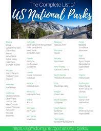 The Complete List Of Us National Parks With Printable Pdf Us National Parks National Parks America National Parks